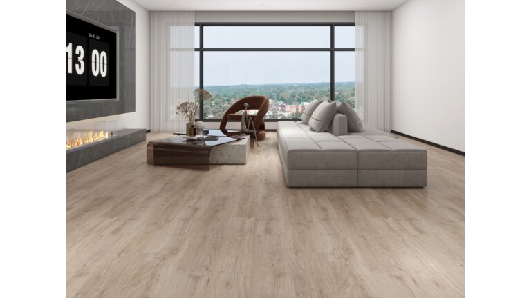 Modernes Wohnzimmer mit Holzoptikboden